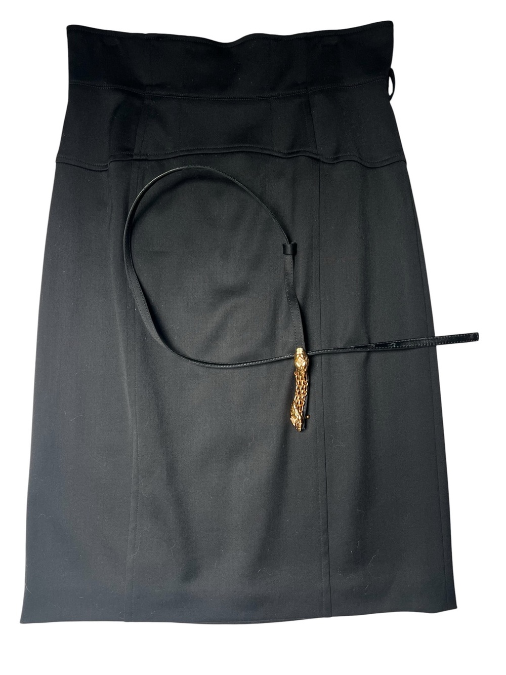 Roberto Cavalli Black Pencil Skirt with Gold Chain Accent